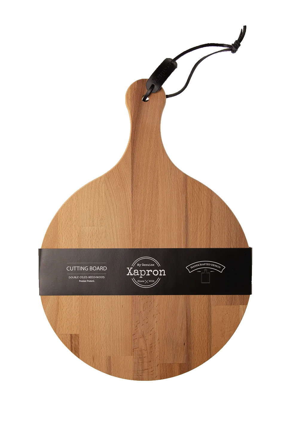 ronde houten serveerplank met handvat voor kaas en tapas