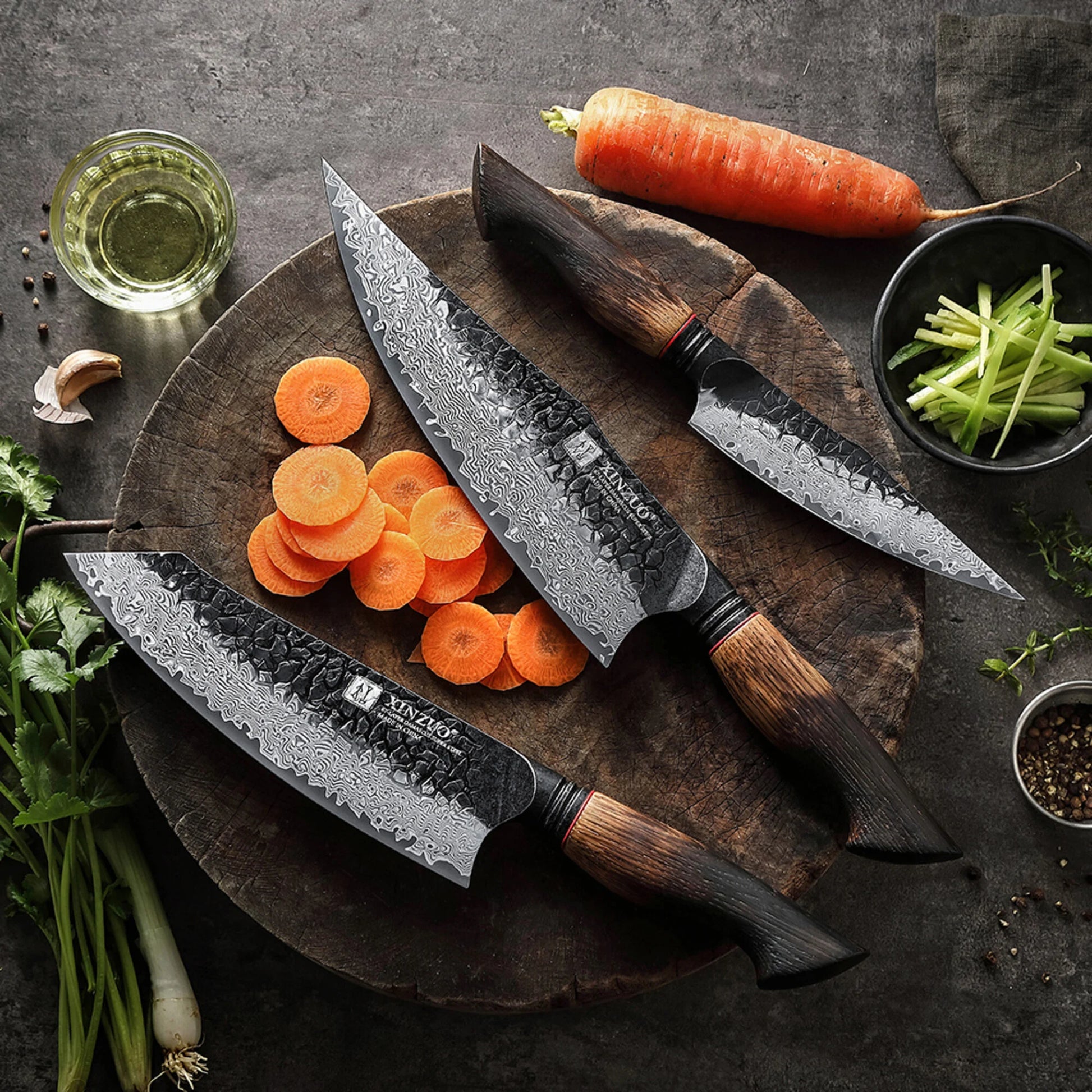 XinZuo X06 Mo Series Damascus Messenset 3-delig