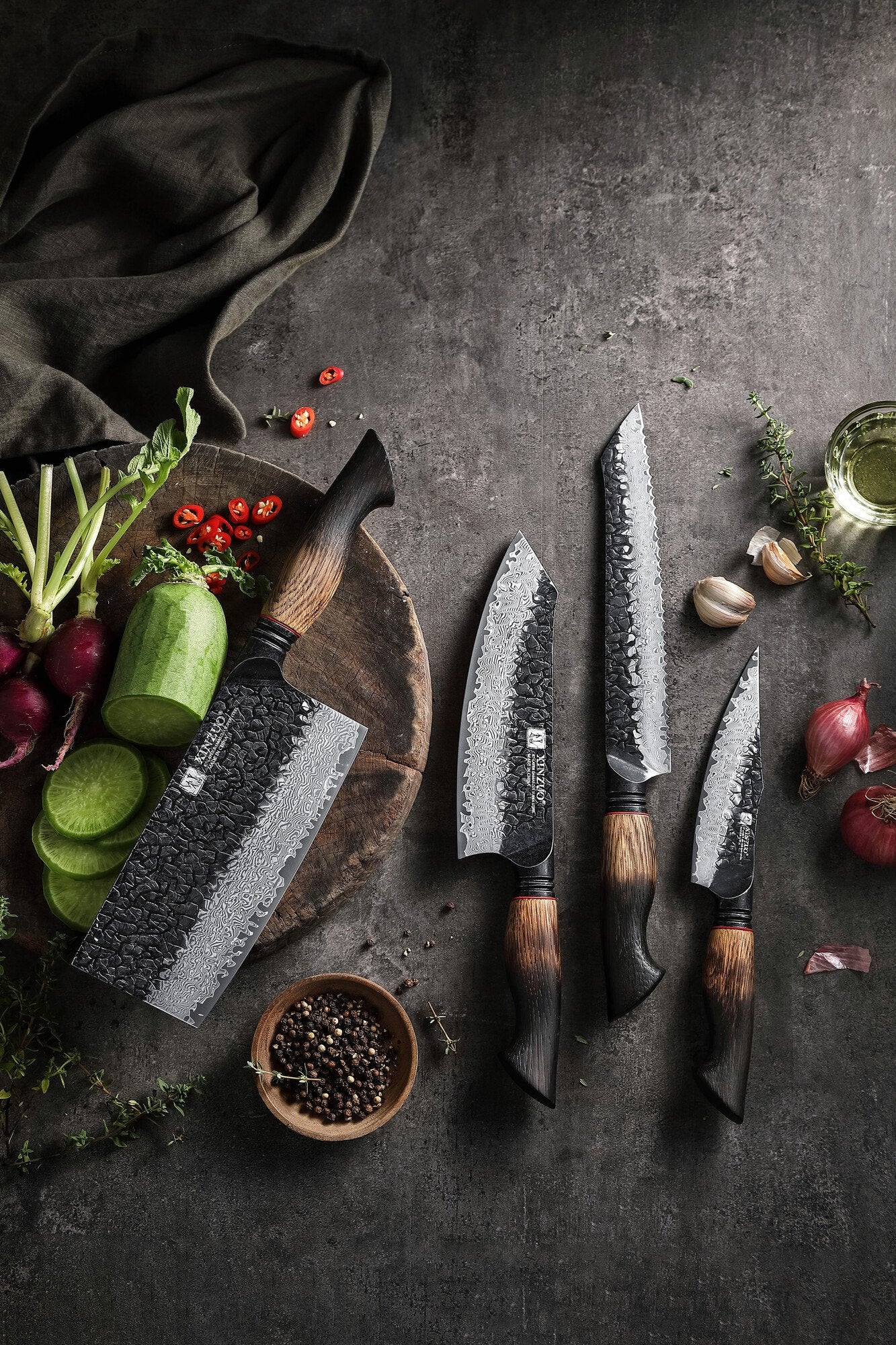 XinZuo X06 Mo Series 4-delige Damascus Messenset