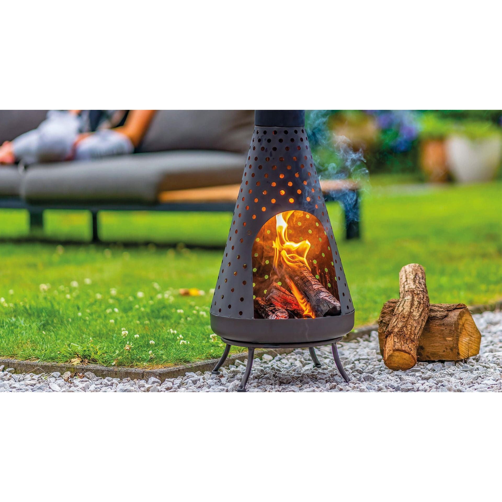 Tuinhaard staal met open design en vlammen