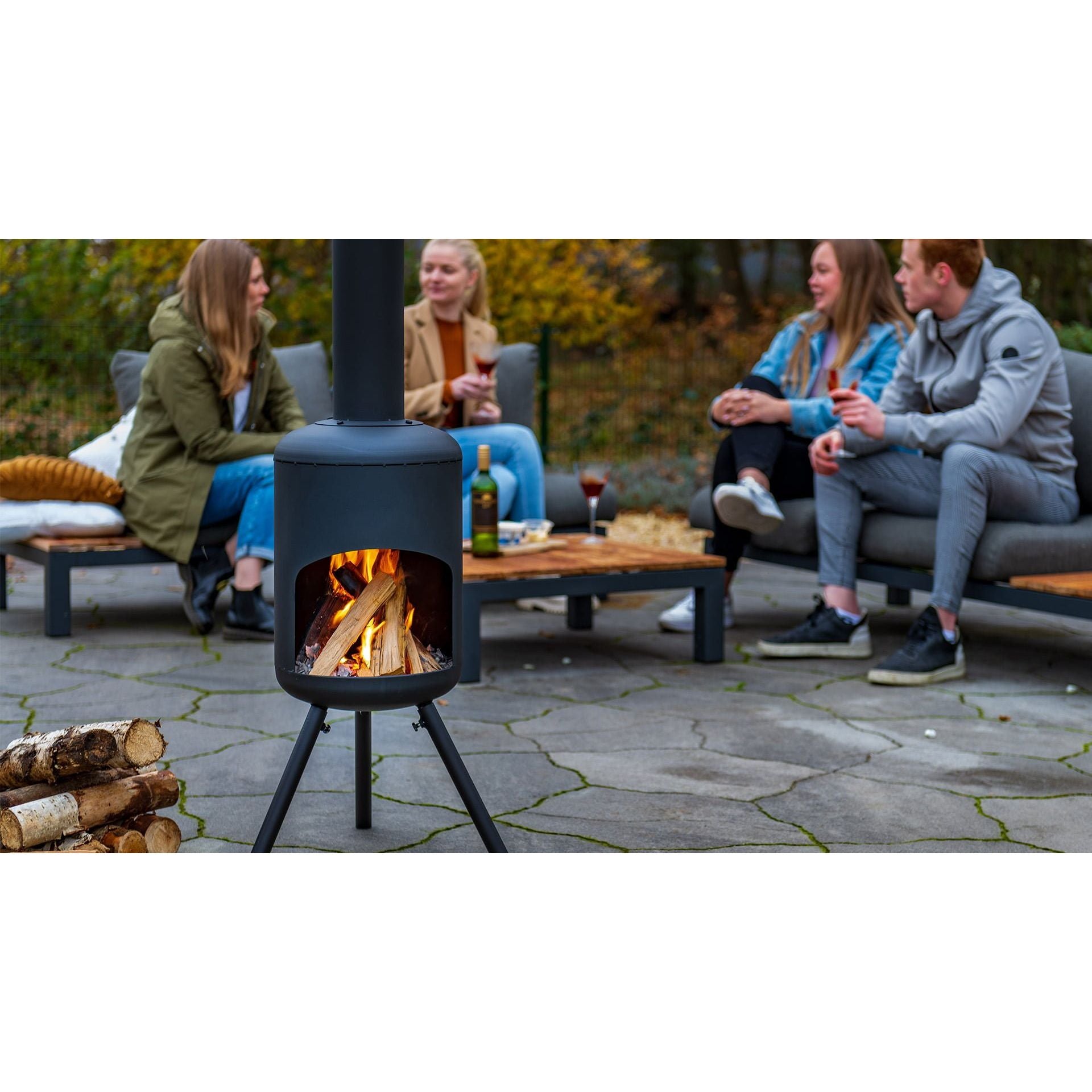 terrashaard actief vuur met hout
