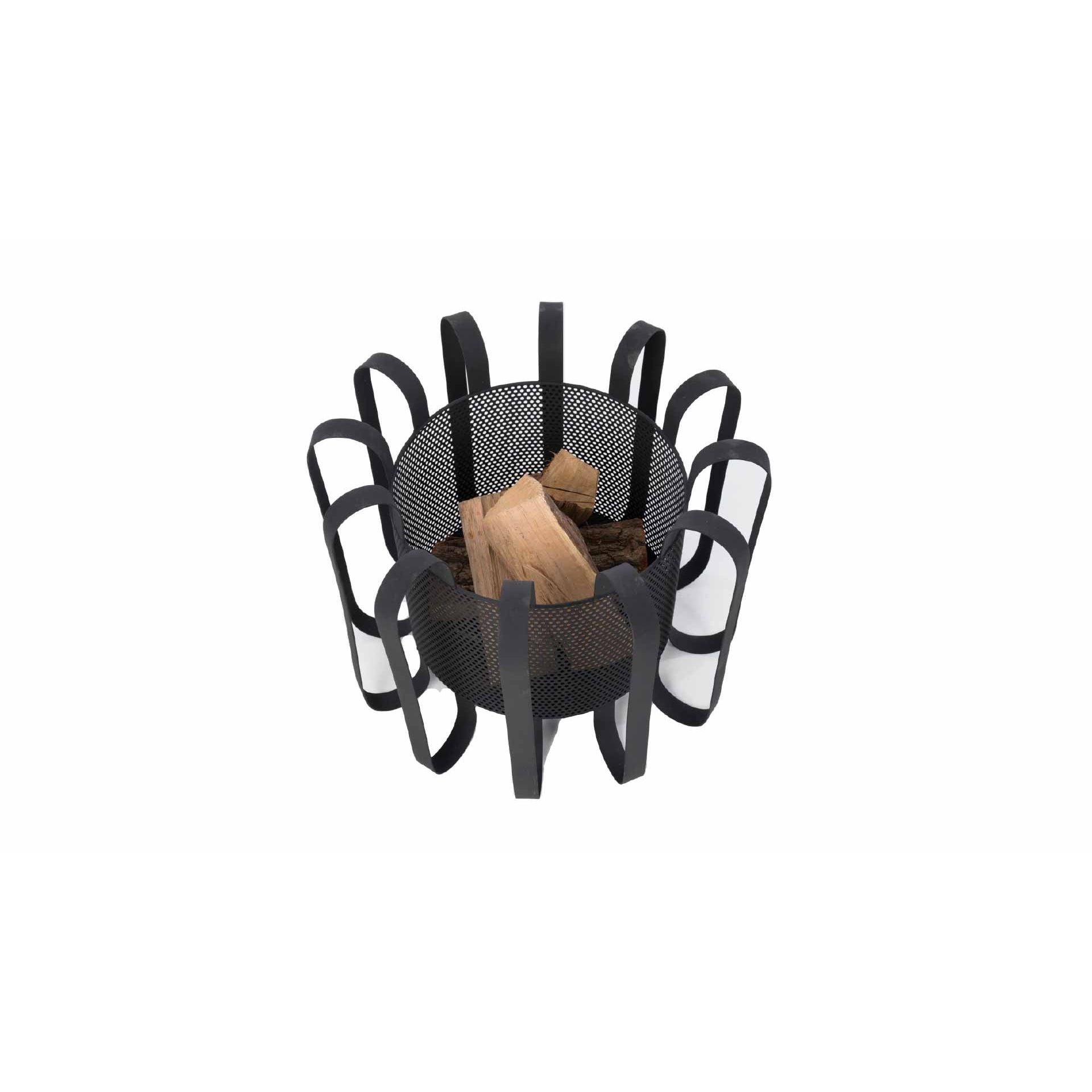 Zwarte vuurkorf met geperforeerd design