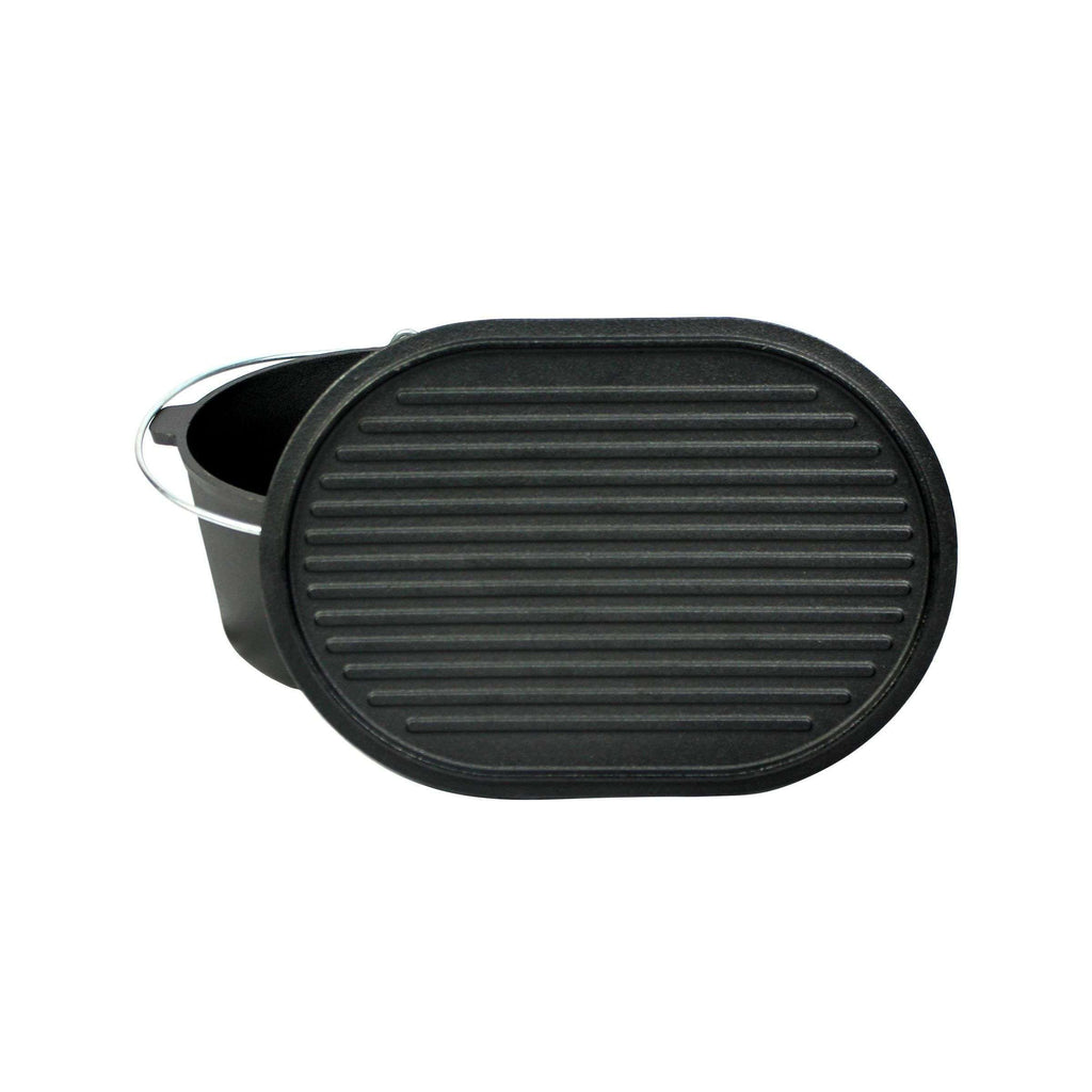 Dutch Oven Braadpan Gietijzer met Grill Deksel Ovaal 9 Liter