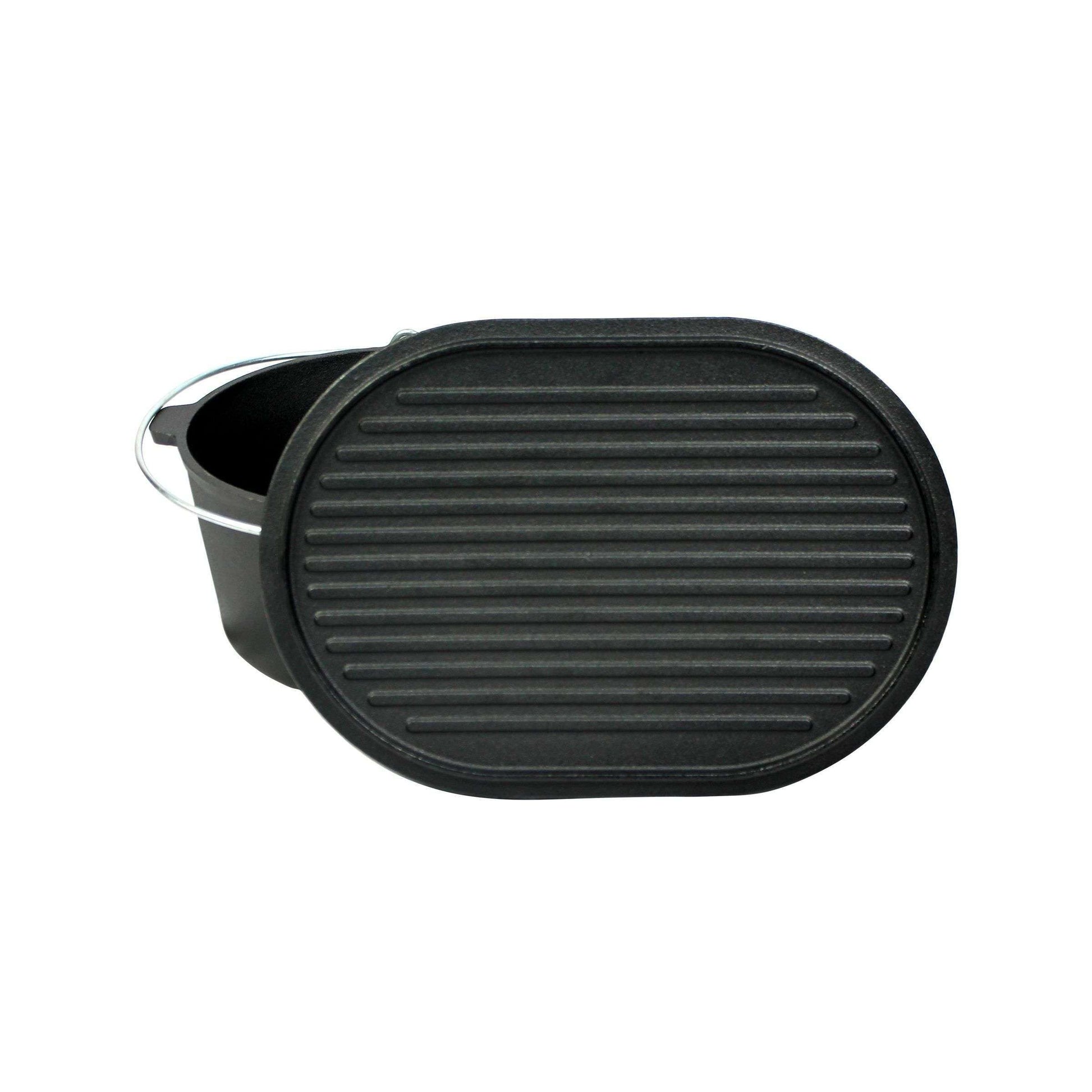Dutch Oven Braadpan Gietijzer met Grill Deksel Ovaal 9 Liter