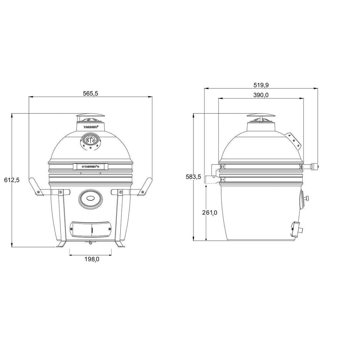 BBQ Kamado 13 "Compact met Draagbaar Onderstel