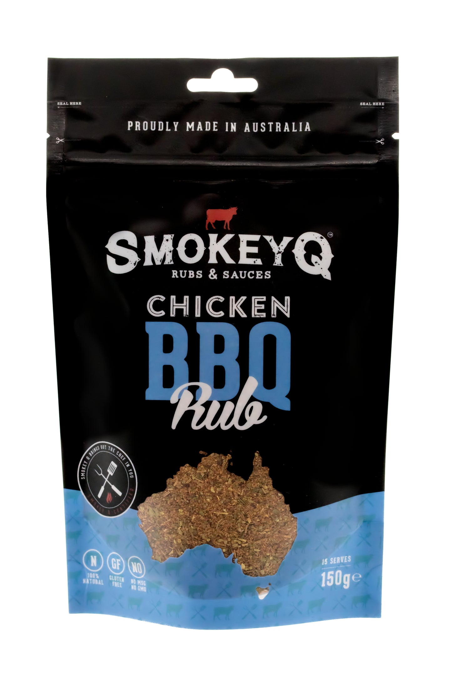 SmokeyQ Chicken BBQ Rub 150 gram voor beer can chicken, drumsticks, chicken wings en gegrilde kip