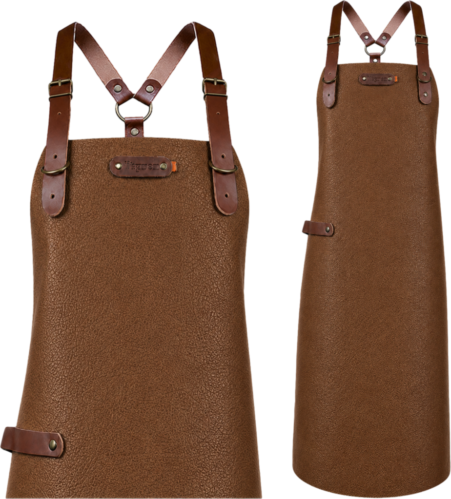 New York leren BBQ schort van volnerf buffelleer in de kleur cognac