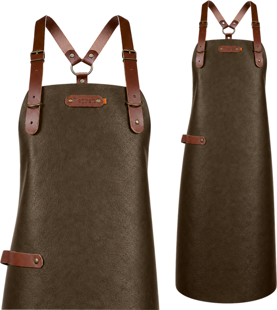 New York leren BBQ schort van volnerf buffelleer in de kleur choco