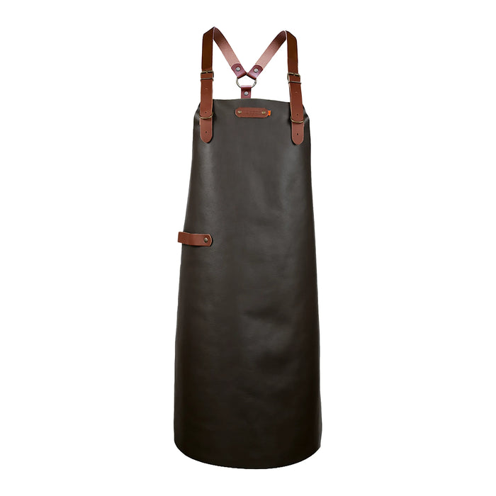 Bovine leren BBQ schort van Italiaans volnerf buffelleer in de kleur bruin