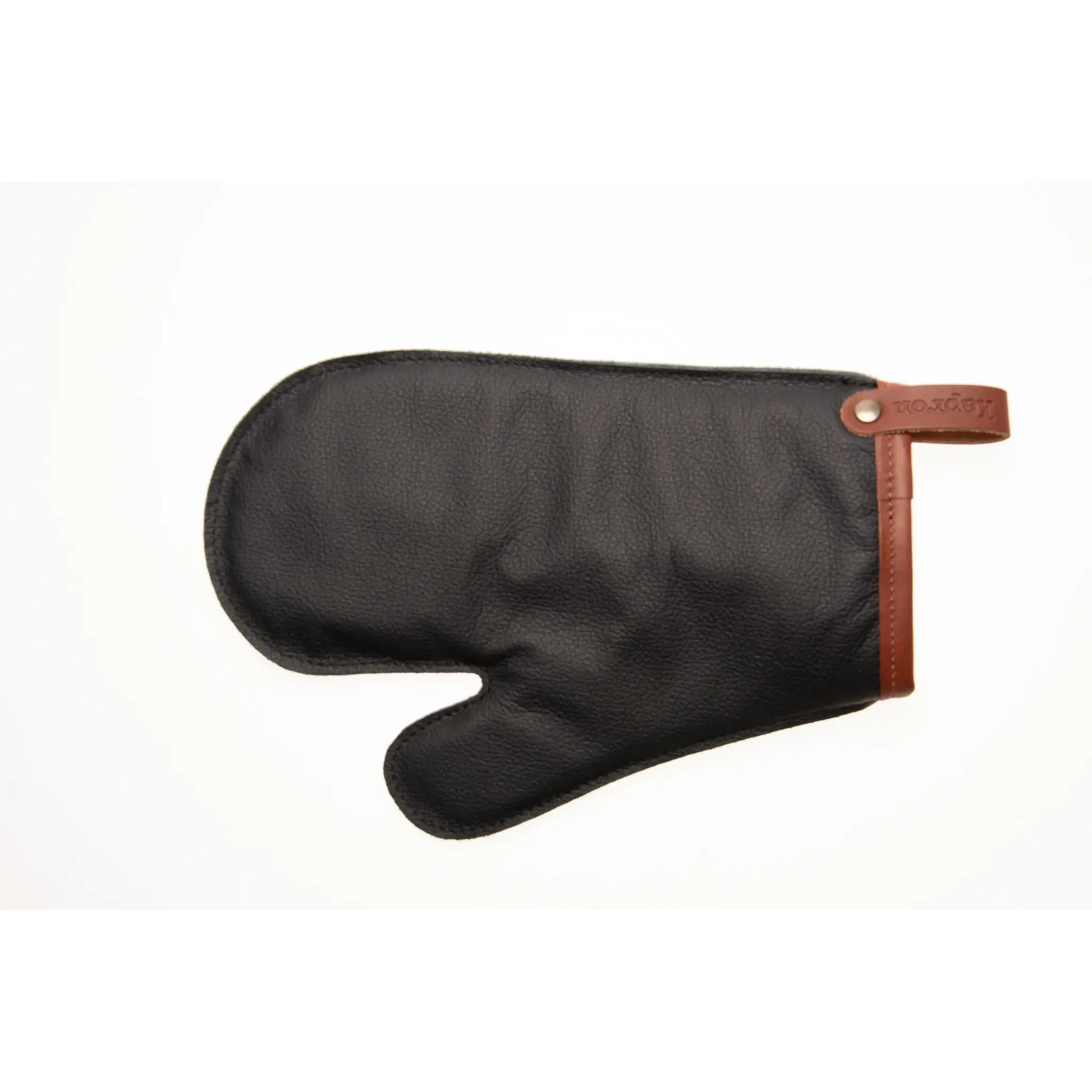 Xapron zwarte leren ovenhandschoen van rundleer met bruine rand