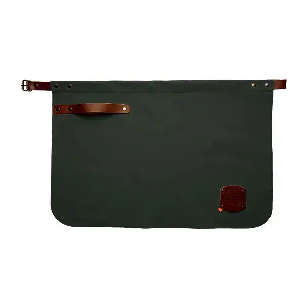 Bovine korte leren sloof van Italiaans volnerf rundleer in de kleur donker groen