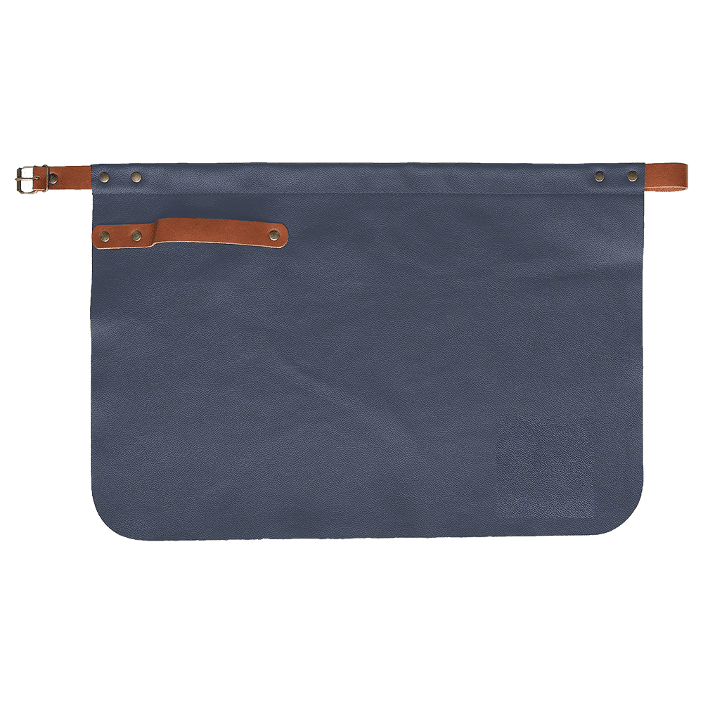 Bovine korte leren sloof van Italiaans volnerf rundleer in de kleur marine blauw