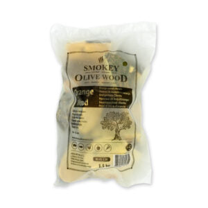 Smokey Olive Wood sinaasappelhout blokken 1,5 KG voor fruitige citrus rooksmaken op kamado en smoker