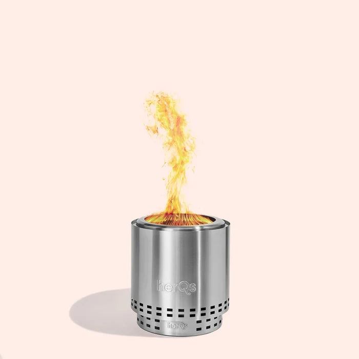 HerQs Cozy Smokeless FirePit met brandend houtvuur