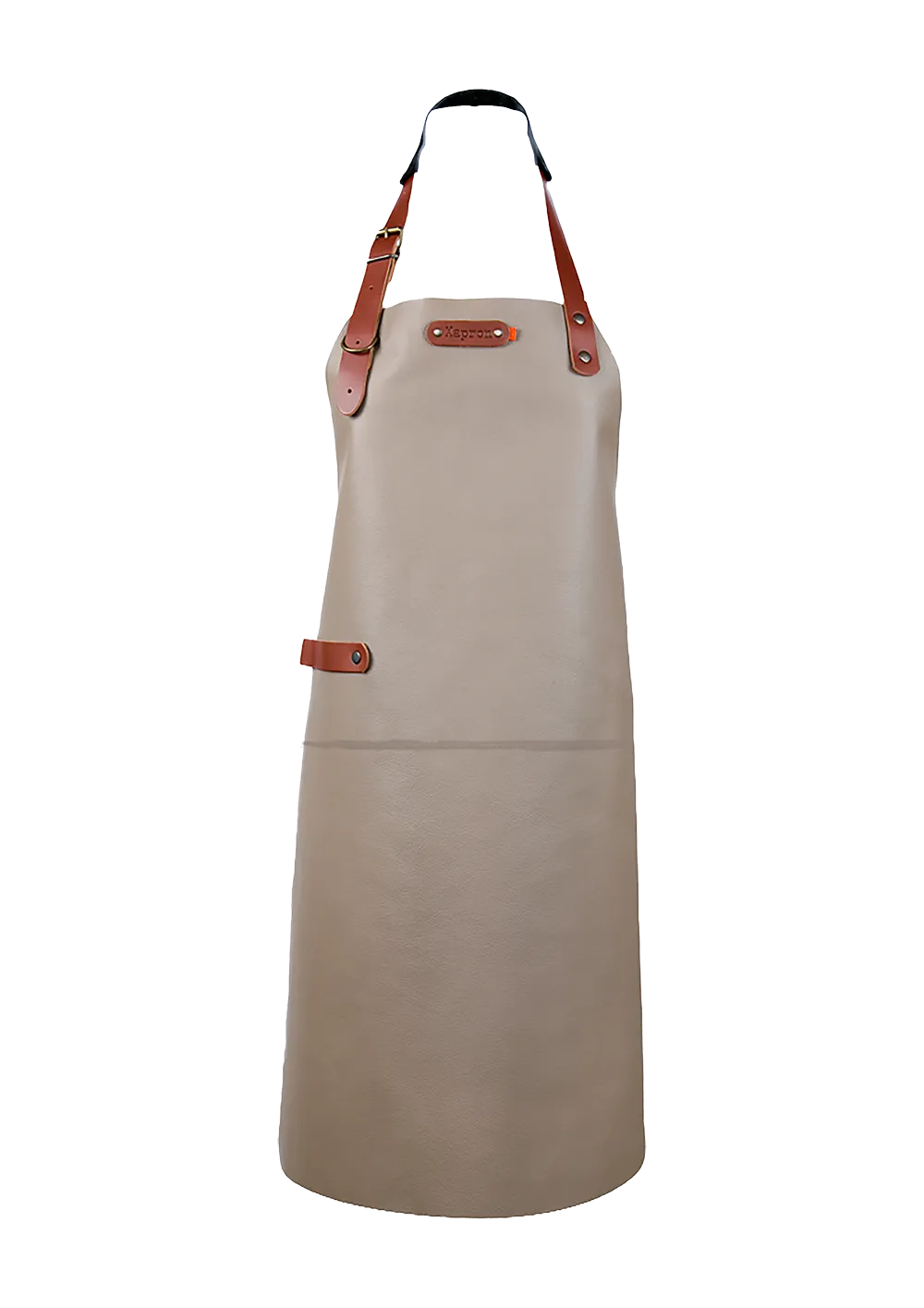 Dallas leren BBQ schort van volnerf Europees koeienleer in de kleur safari