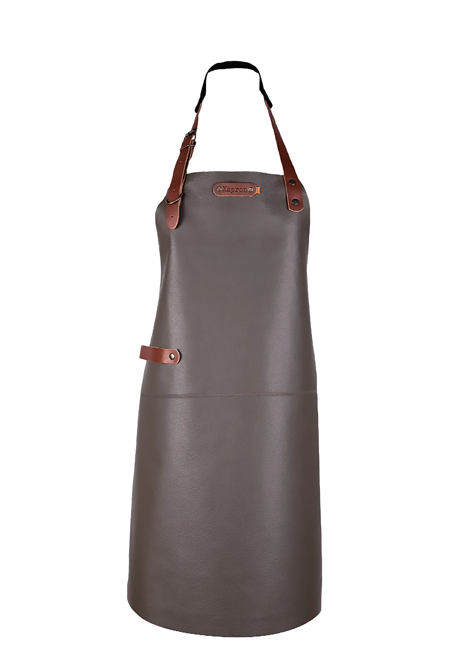 Dallas leren BBQ schort van volnerf Europees koeienleer in de kleur taupe