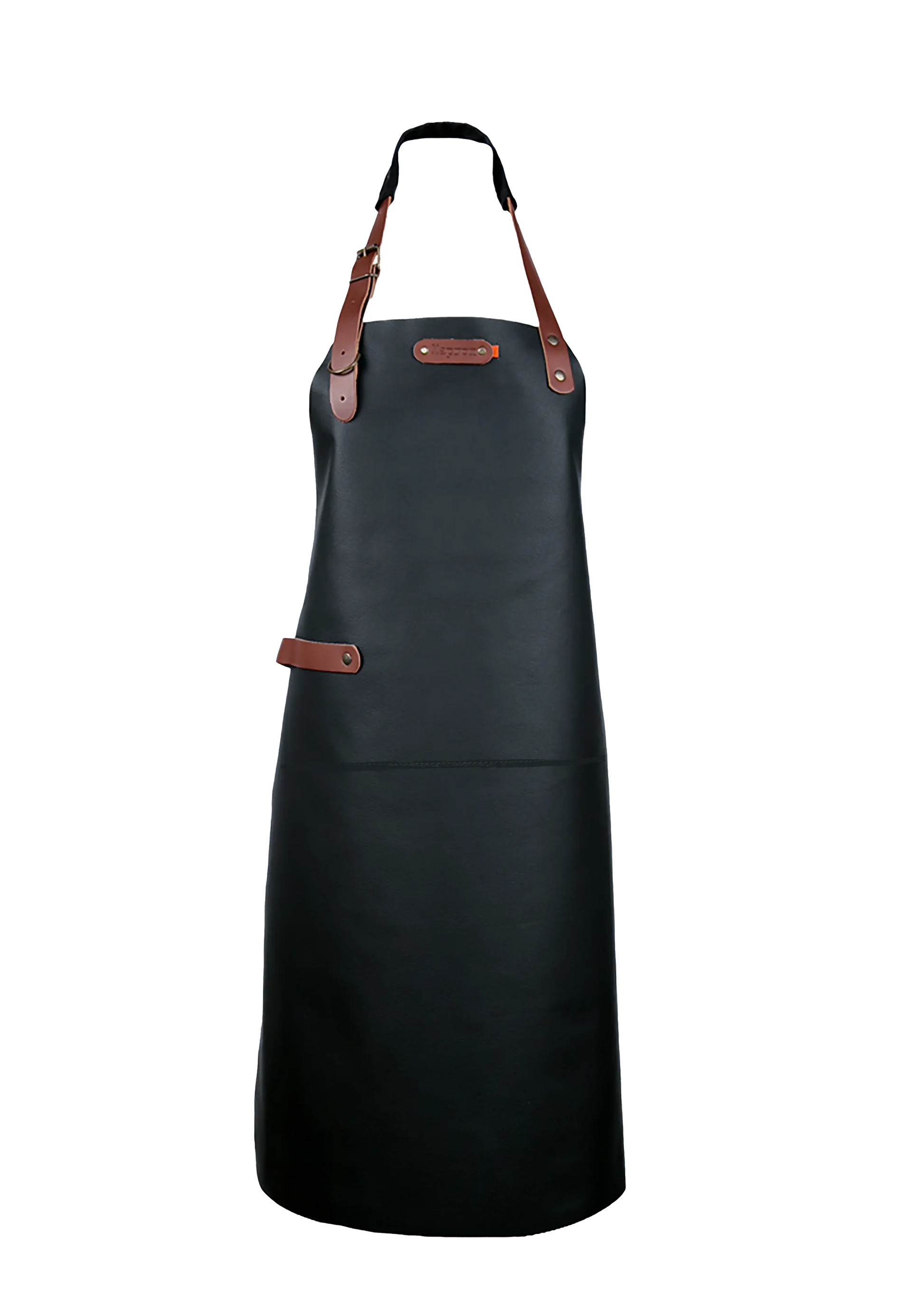 Dallas leren BBQ schort van volnerf Europees koeienleer in de kleur zwart