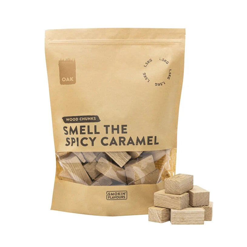 Smokin’ Flavours Eiken Chunks 1,5 kg voor hamburgers op de kamado