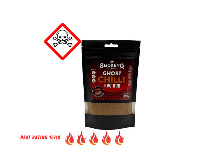 SmokeyQ Ghost Chili BBQ Rub 150 g met intense pittigheid voor barbecue en grillgerechten