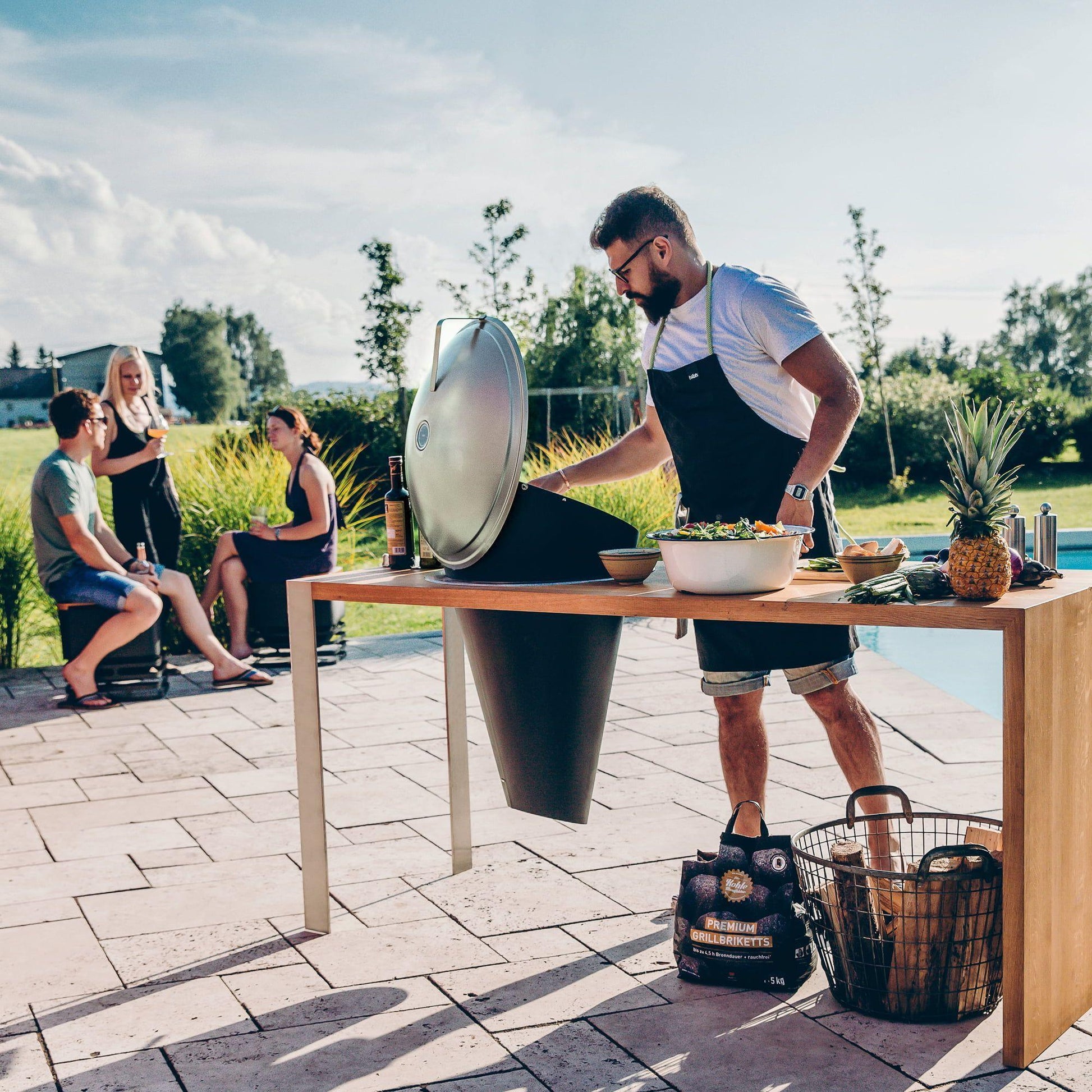 Cone Barbecue Houtskool Inbouw
