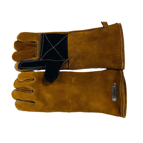 Cognac zwarte leren BBQ handschoenen
