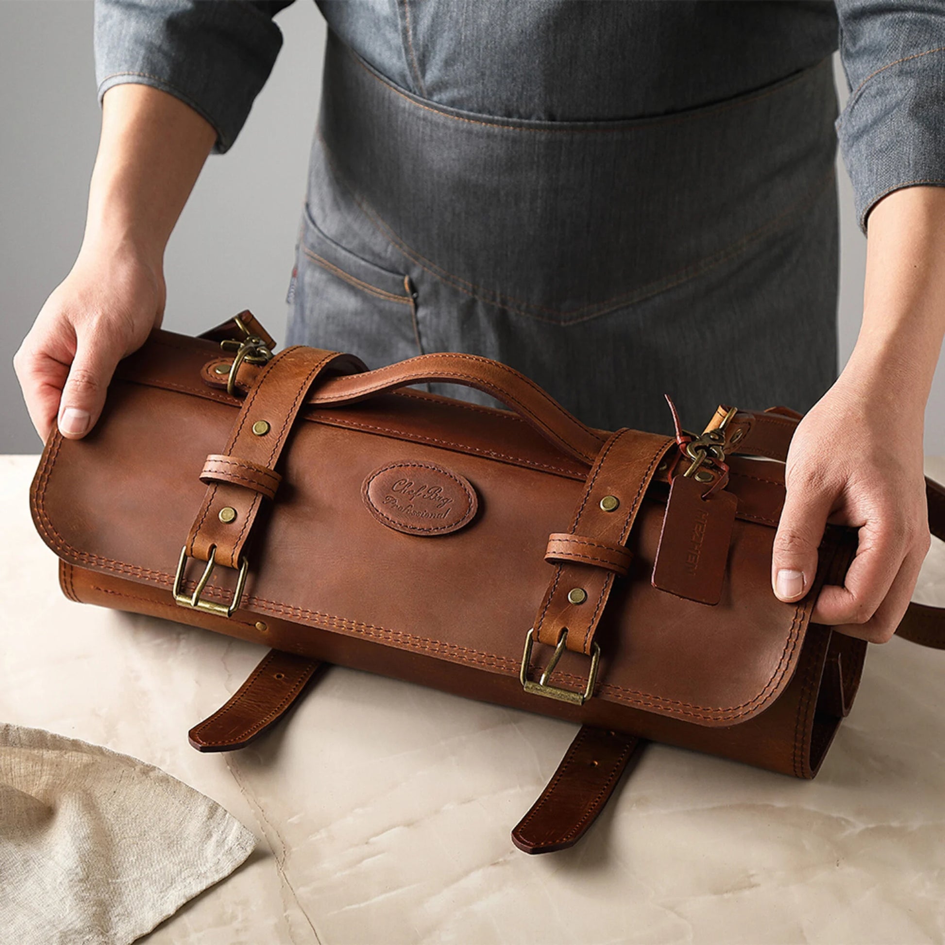 Hezhen Messentas Bruin – Crazy Horse Leather Luxe Messenrol