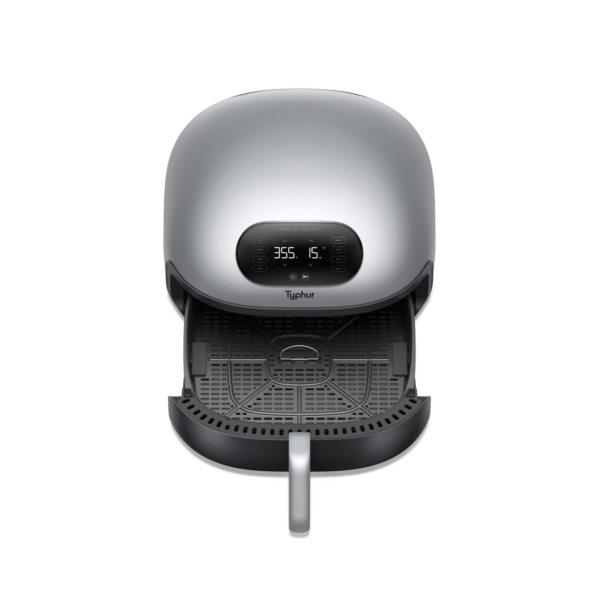 Typhur Dome Air Fryer voorzijde met open mand