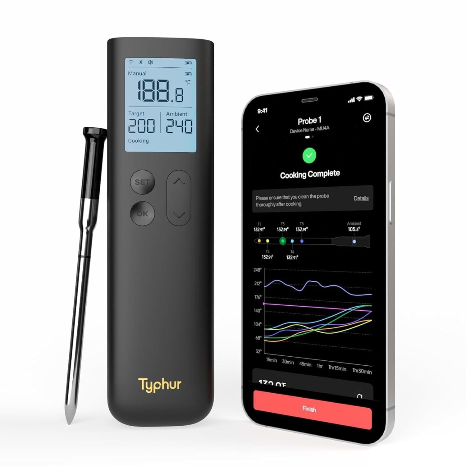 Typhur Sync Gold Lite draadloze thermometer met display