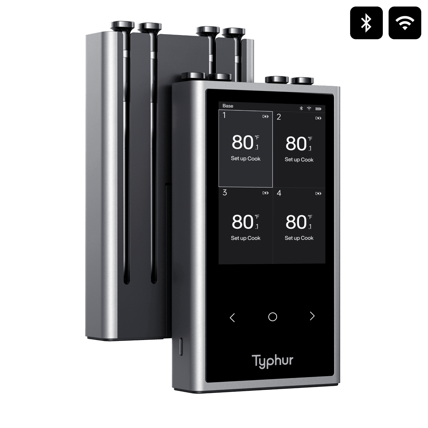 Close-up van de Typhur Sync Quad temperatuurprobe