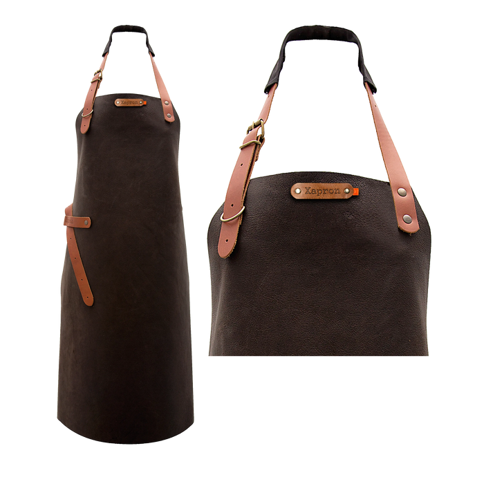 premium leren bbq schort utah bruin