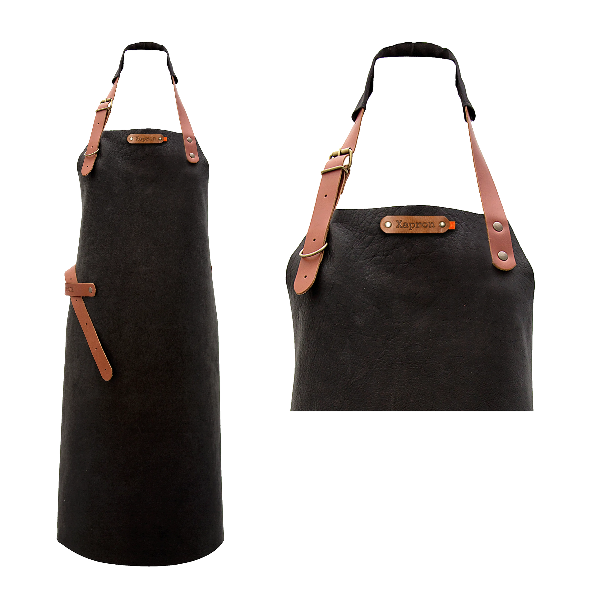 premium leren bbq schort utah zwart