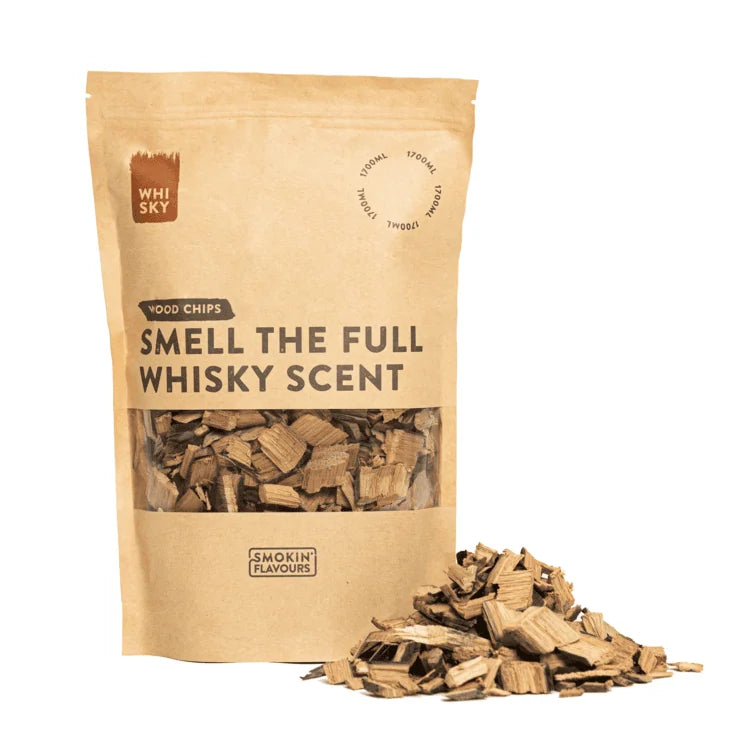 Smokin Flavours whiskey houtsnippers 1700 ML voor krachtige steakhouse rooksmaken tijdens barbecue