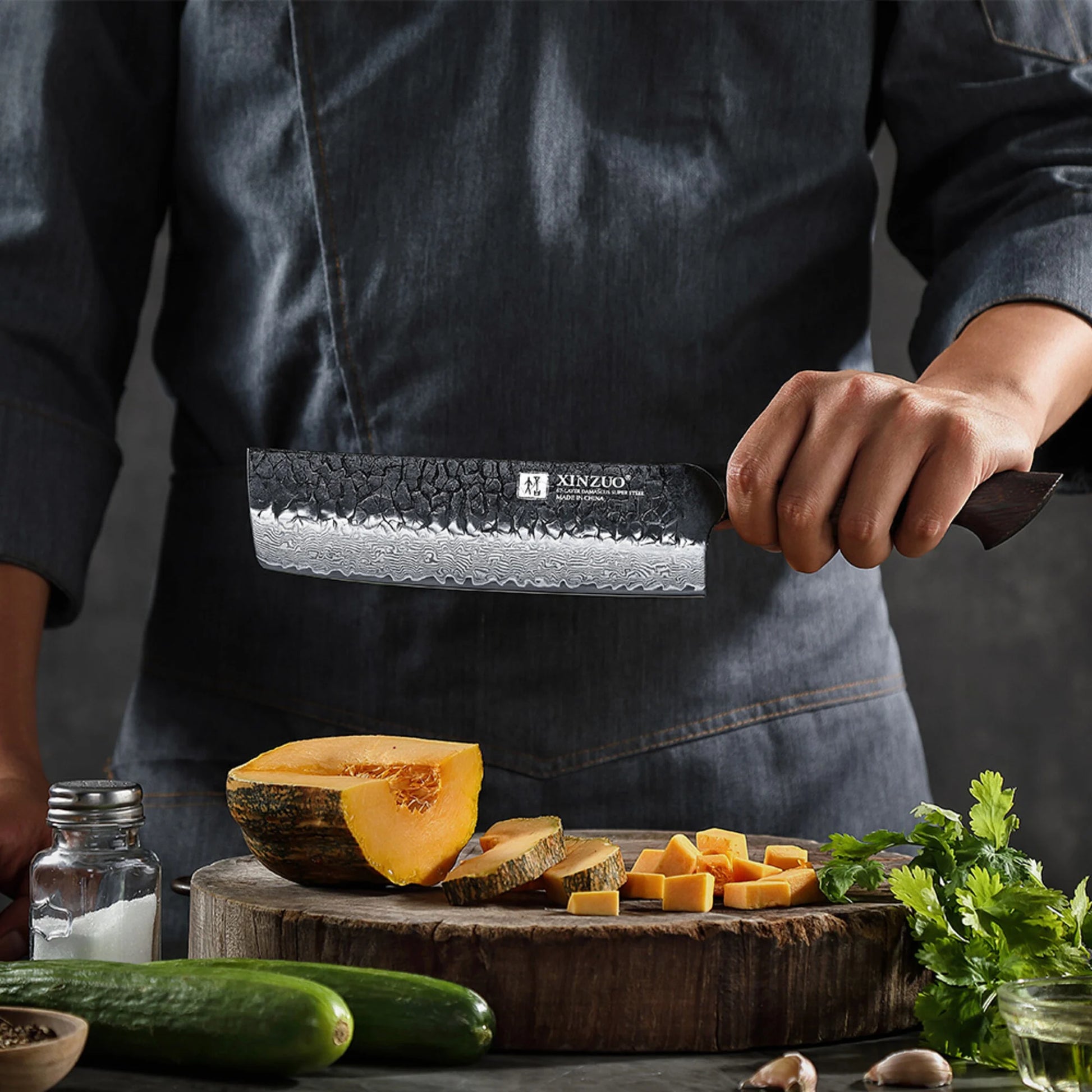 XinZuo X06 Mo Series Damascus Nakiri Mes